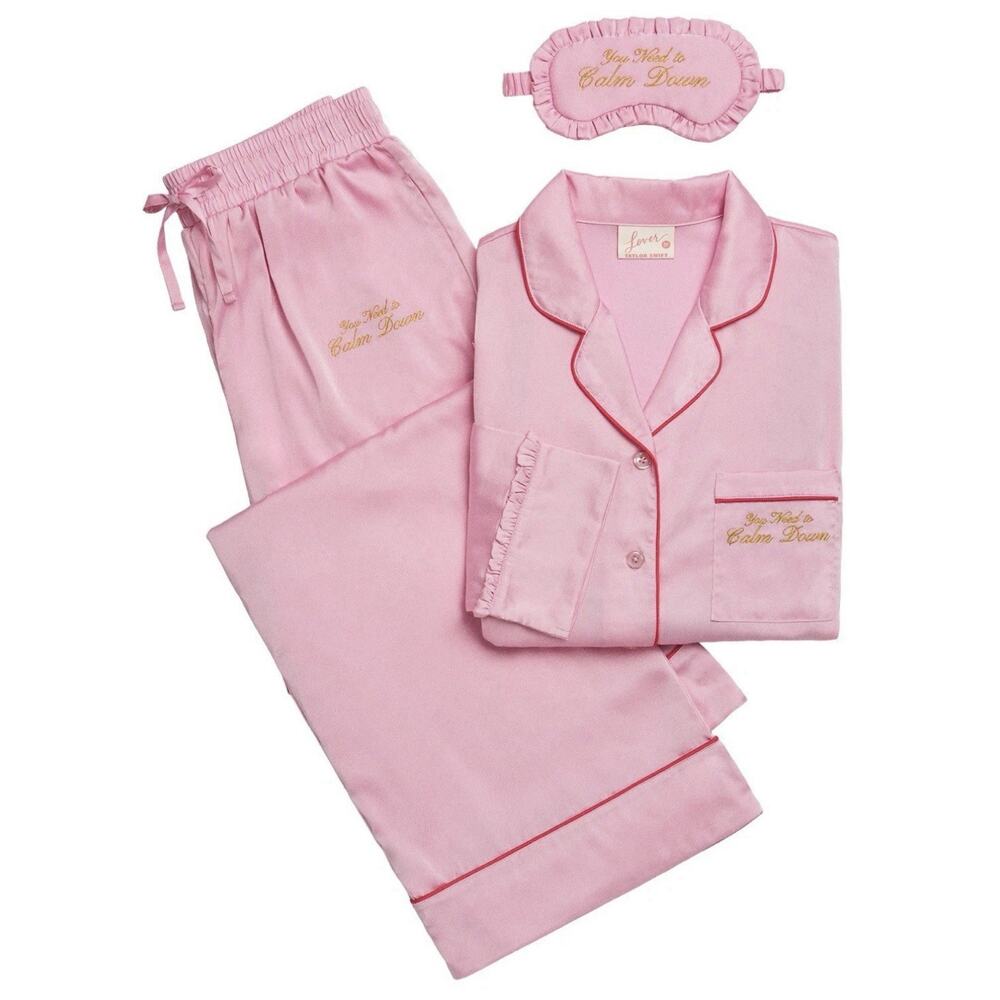 XL 🩷YOU NEED TO CALM DOWN PAJAMA SET EYE MASK Taylor Swift Holiday In Hand🩷